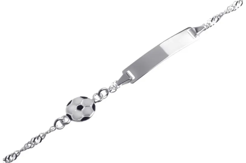 Kinder-Gravurarmband Singapur Fußball - 925 Silber