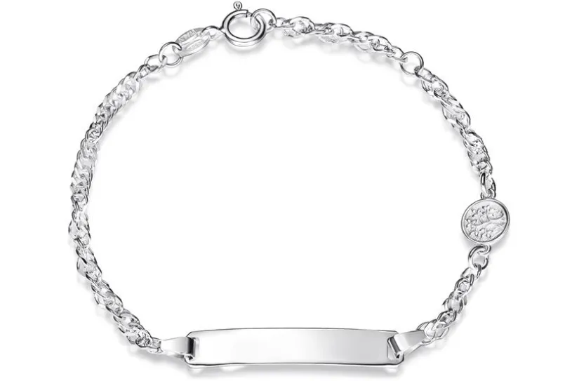 Kinder-Gravurarmband Singapur 2,8mm mit Lebensbaum - 925 Silber