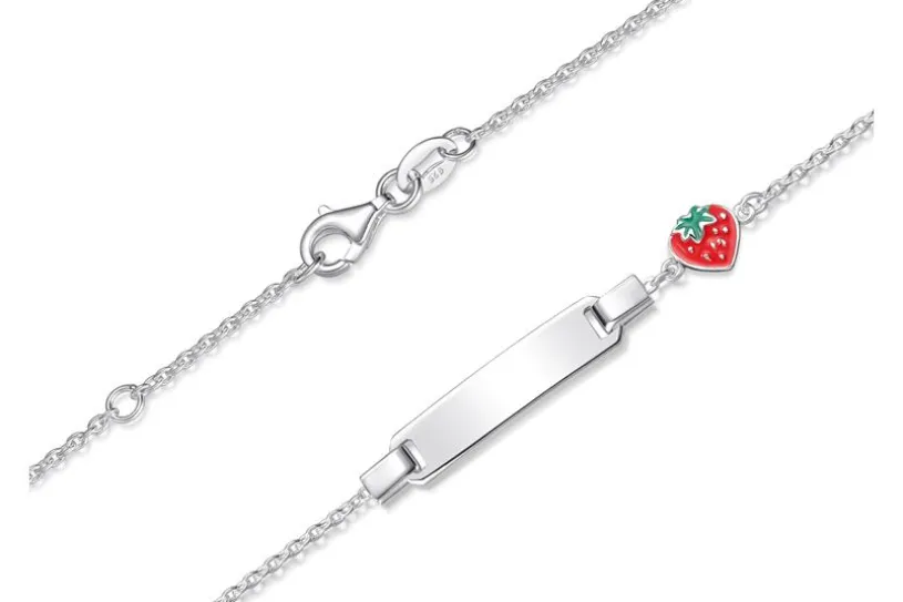 Kinder-ID-Armband Erbse1,5mm Erdbeere - 925 Silber