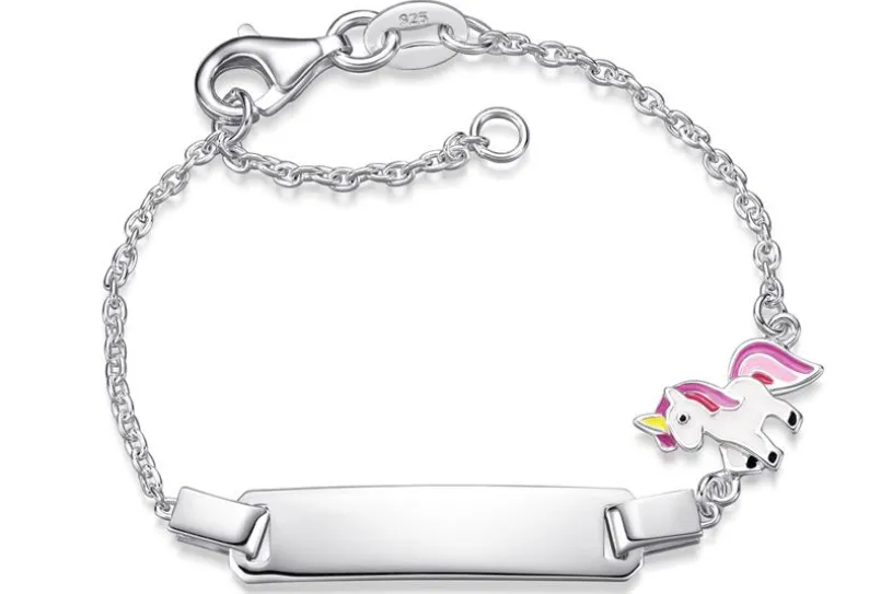 Kinder-ID-Armband Erbse1,5mm Einhorn - 925 Silber