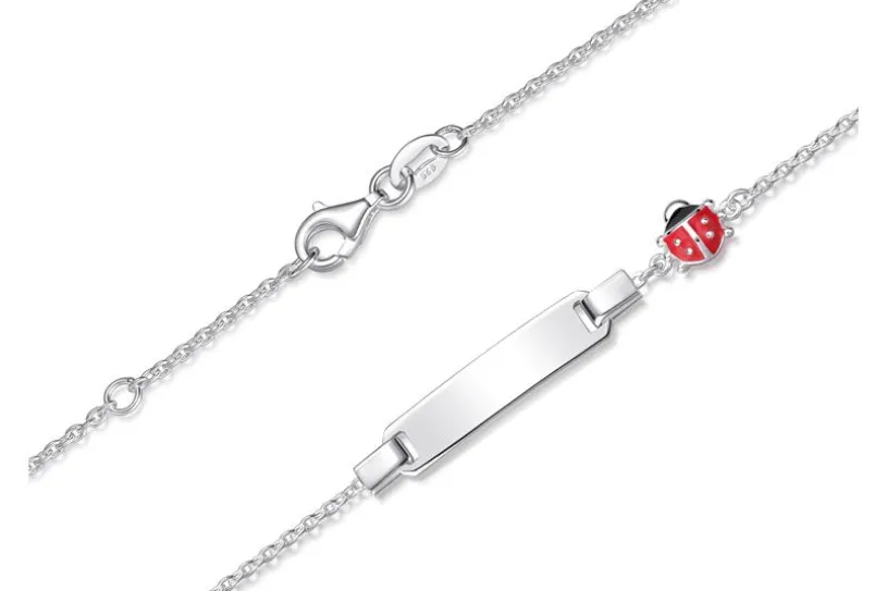 Kinder-ID-Armband Erbse1,5mm Käfer - 925 Silber