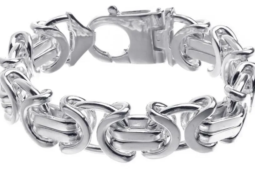 Königskette Armband, flach 17mm - 925 Silber