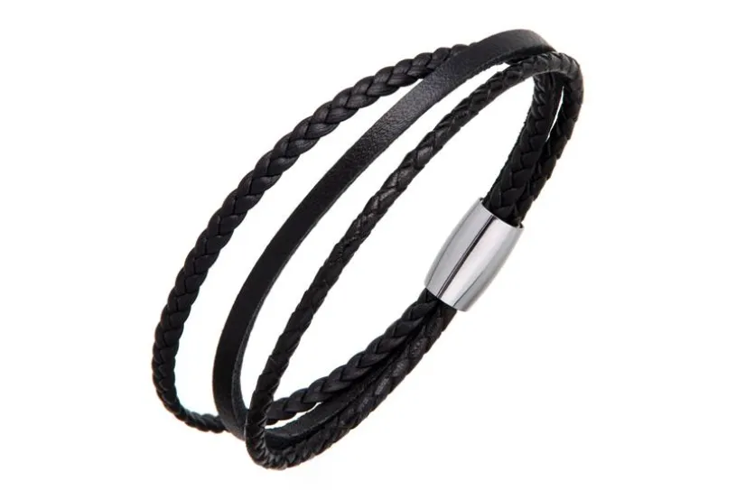 Lederarmband 0632_1 - 3reihig, schwarz