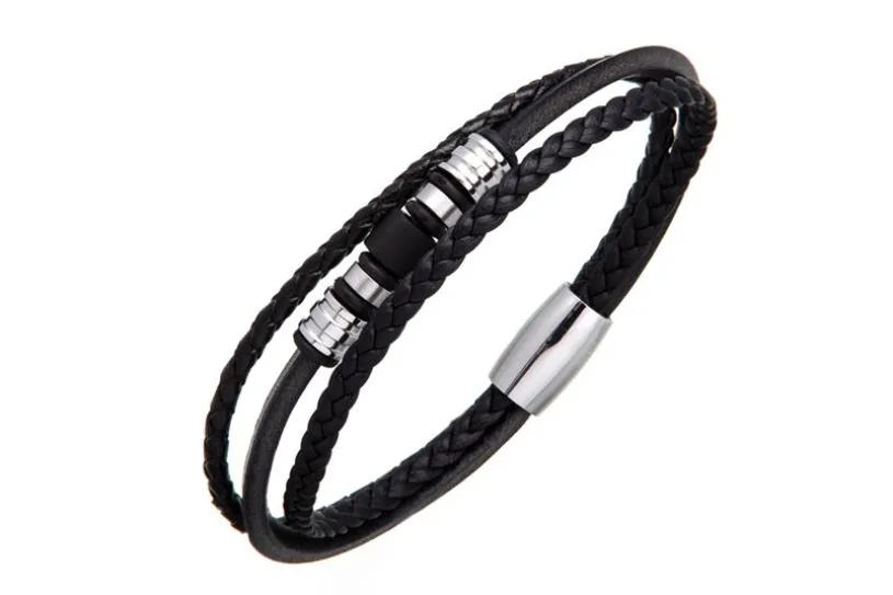 Lederarmband 0633_1 - 3reihig, schwarz