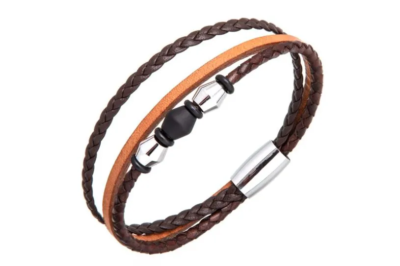 Lederarmband 0673_1 - 3reihig,braun