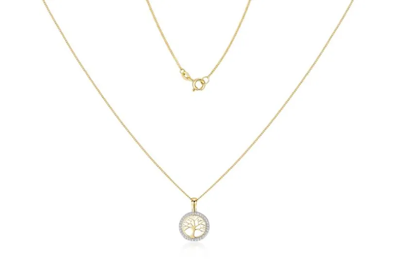 Panzerkette 1mm mit Anhänger Lebensbaum - echt 585 Gold