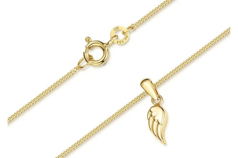 Panzerkette 1mm mit Anhänger Flügel - 333 Gold