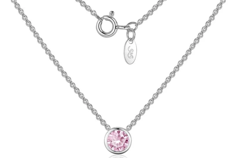 Schmuckset Erbskette mit fliegendem Stein, rosa - 925 Silber